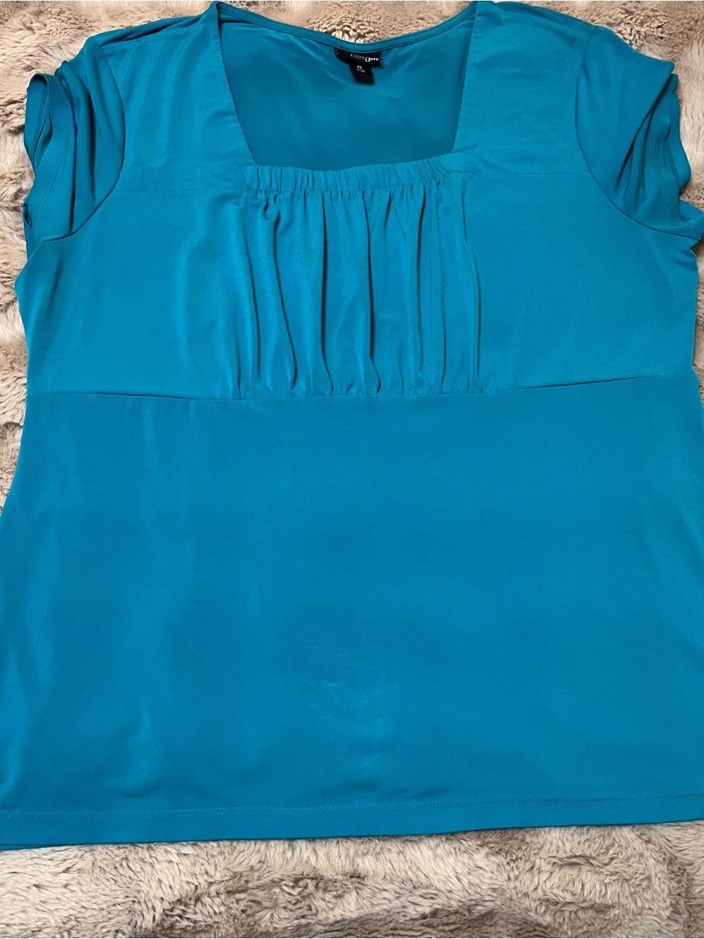 East 5th Dark Teal  square neck dress top, XL